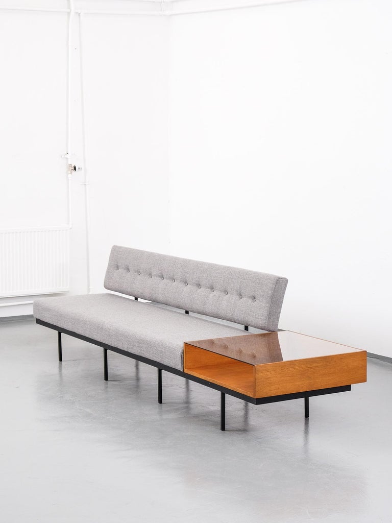 MidCentury Modern Florence Knoll Sofa with Walnut Table Attachment