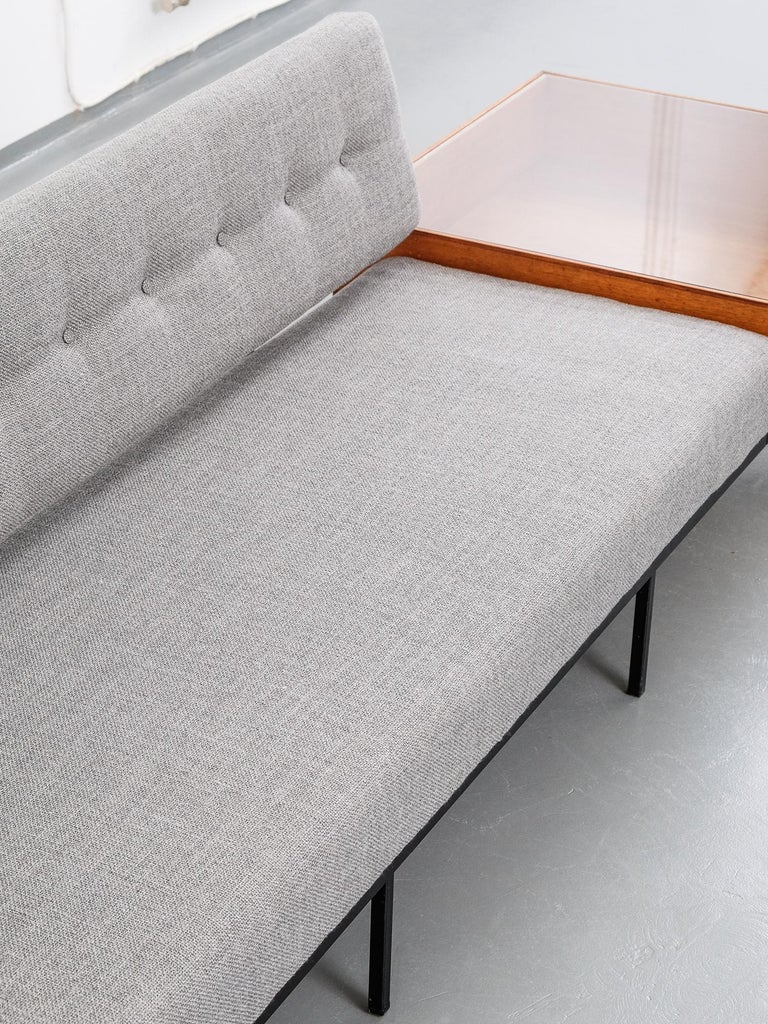 MidCentury Modern Florence Knoll Sofa with Walnut Table Attachment
