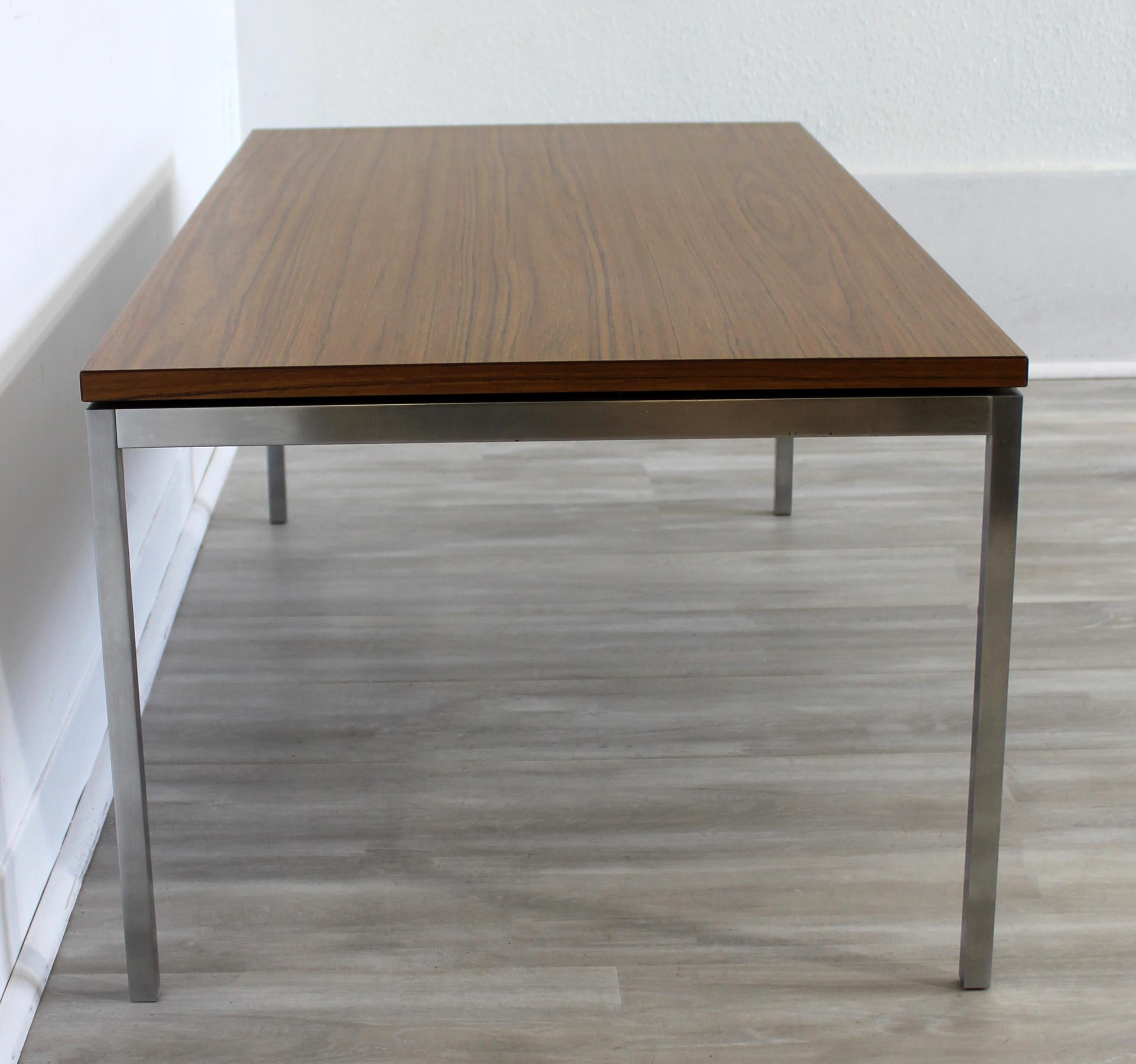 Mid-20th Century Mid-Century Modern Florence Knoll Walnut Laminate Steel Leg Coffee Table, 1960s