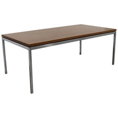 Mid-Century Modern Florence Knoll Walnut Laminate Steel Leg Coffee Table, 1960s