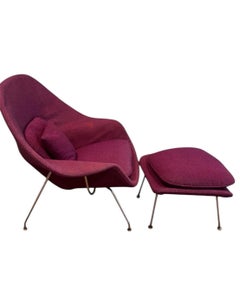 Mid Century Modern Florence Knoll Womb Chair With Ottoman