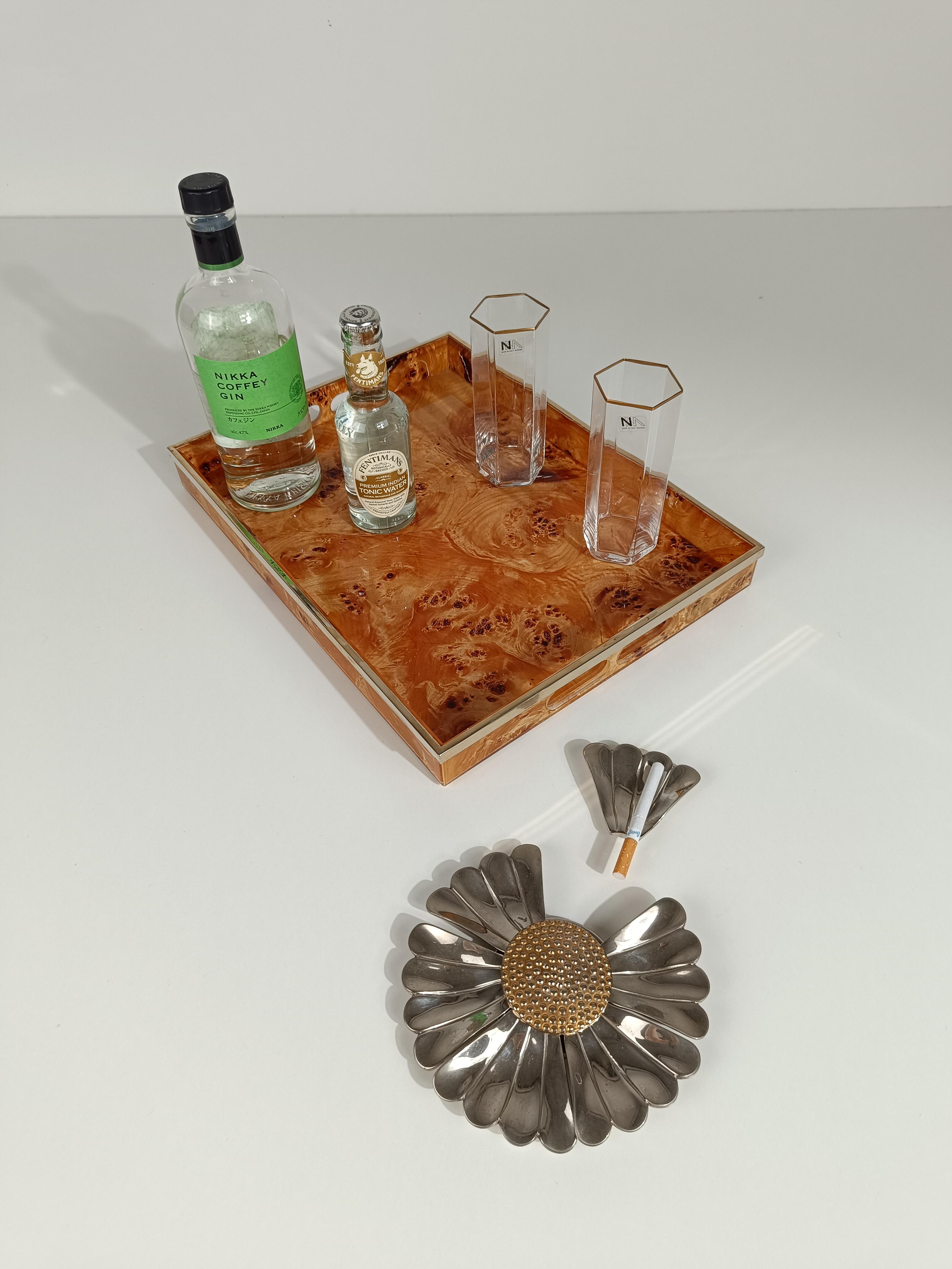 Posacenere a forma di fiore in metallo cromato con petali rimovibili, stile Mid Century Modern 12