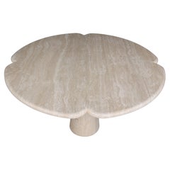 Mid-Century Modern Flower Shaped Top Travertine Dining Table, Italy, 1970s