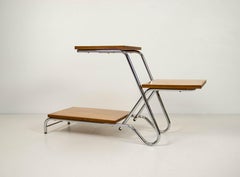 Mid-Century Modern Flower Stand by Kovona, Chrome & Plywood, 1960s