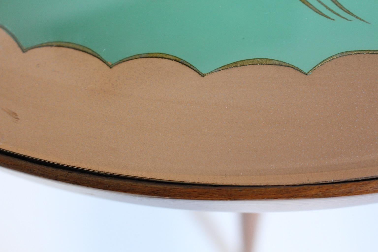 Tavolino da caffè Mid Century Modern Flowers Walnut Green Glass Gio Ponti 1940s Italia in vendita 3