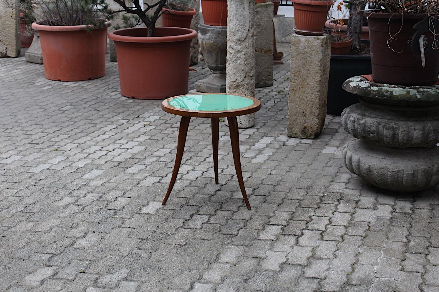Tavolino da caffè Mid Century Modern Flowers Walnut Green Glass Gio Ponti 1940s Italia in vendita 10