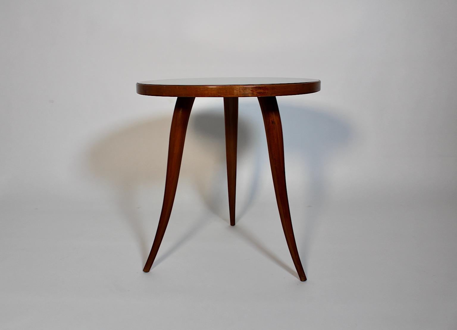 Vetro Tavolino da caffè Mid Century Modern Flowers Walnut Green Glass Gio Ponti 1940s Italia in vendita
