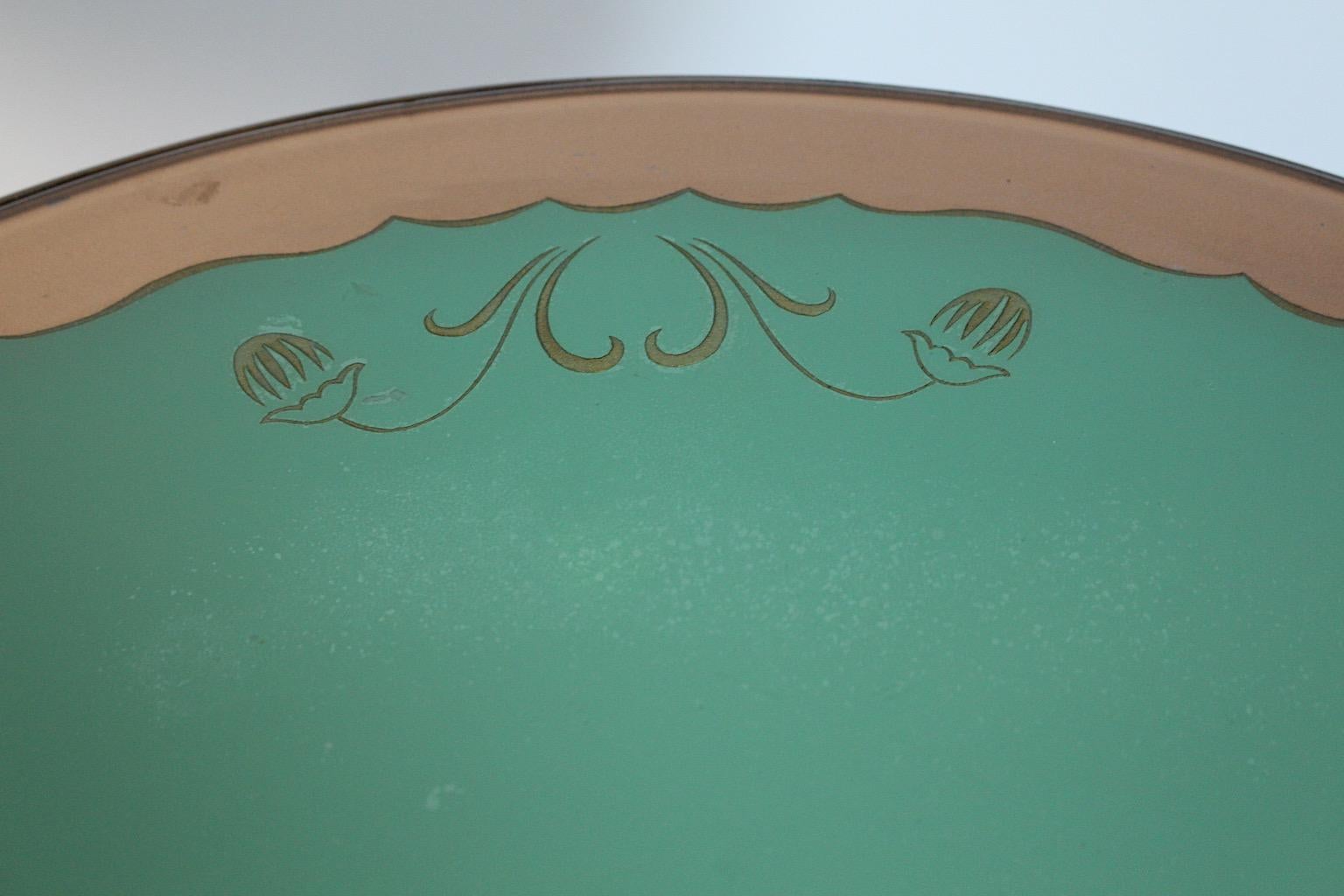 Tavolino da caffè Mid Century Modern Flowers Walnut Green Glass Gio Ponti 1940s Italia in vendita 1