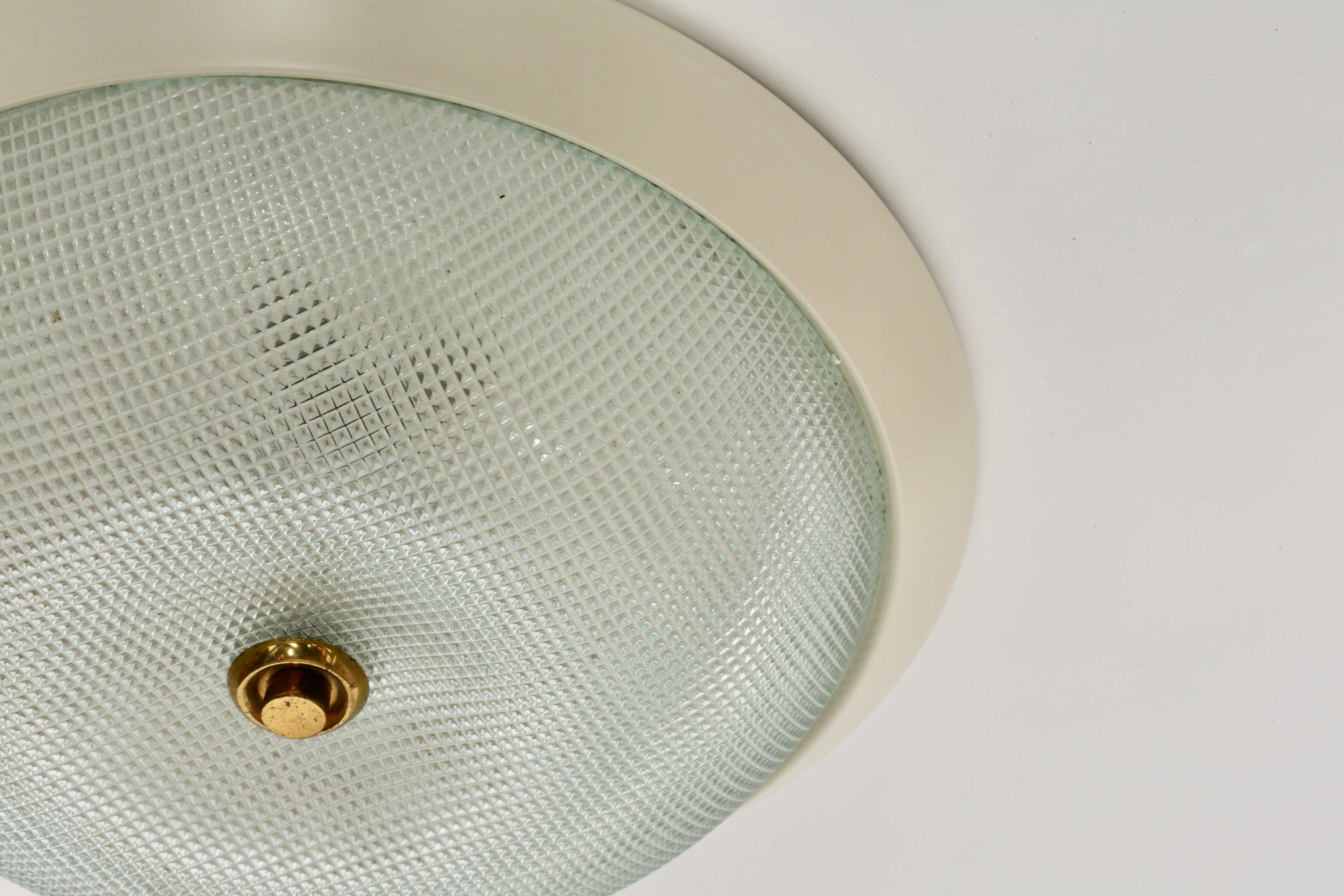 Brass Mid century modern flush mount ceiling Light, Italy 1960s For Sale