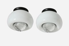 Mid Century Modern Flush Mount Ceiling Light, Opalglas, 1960er Jahre Design