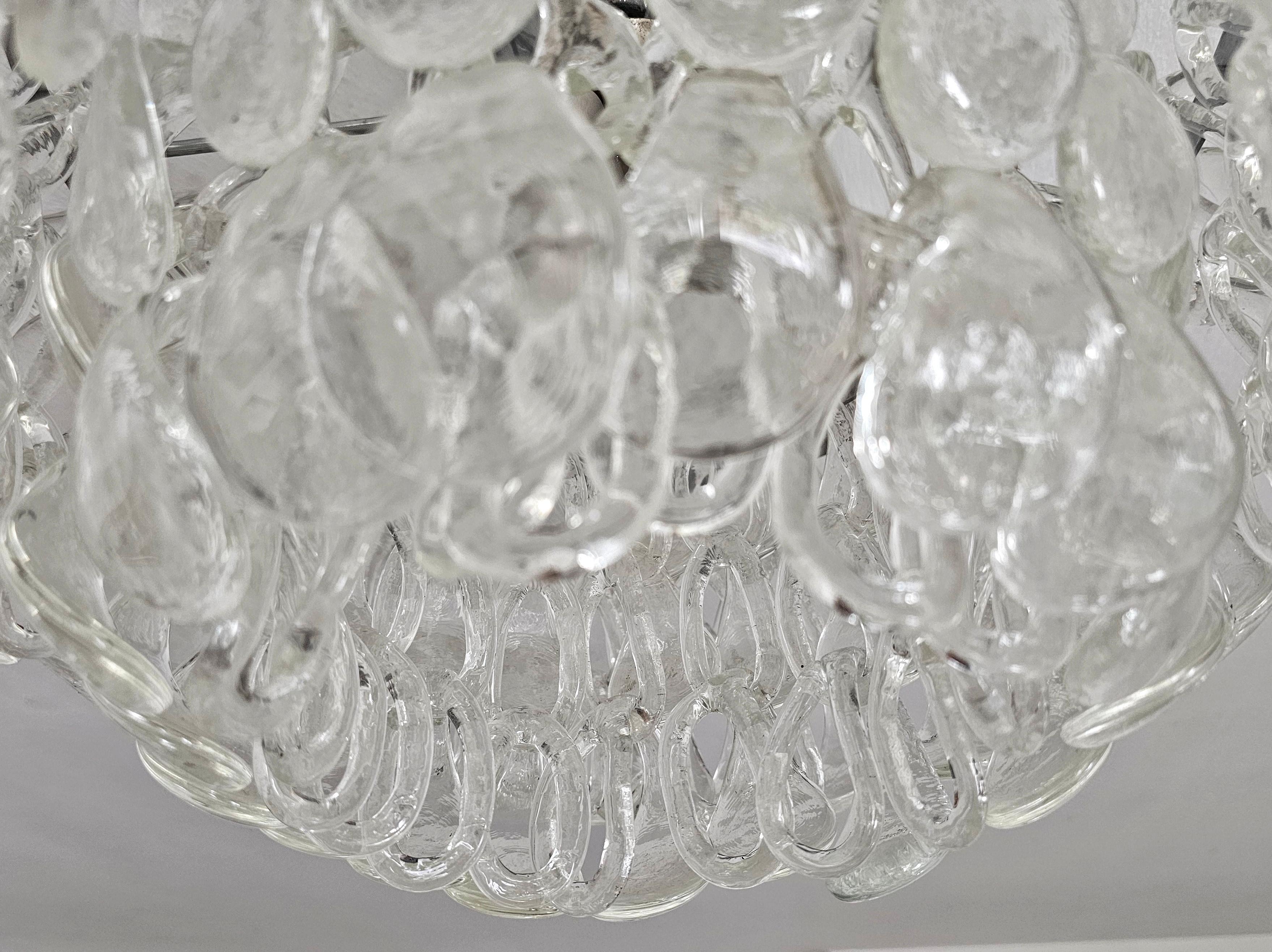 Murano Glass Mid Century Modern Flush Mount Giogali by Gino Vistosi, Italy 1960s For Sale