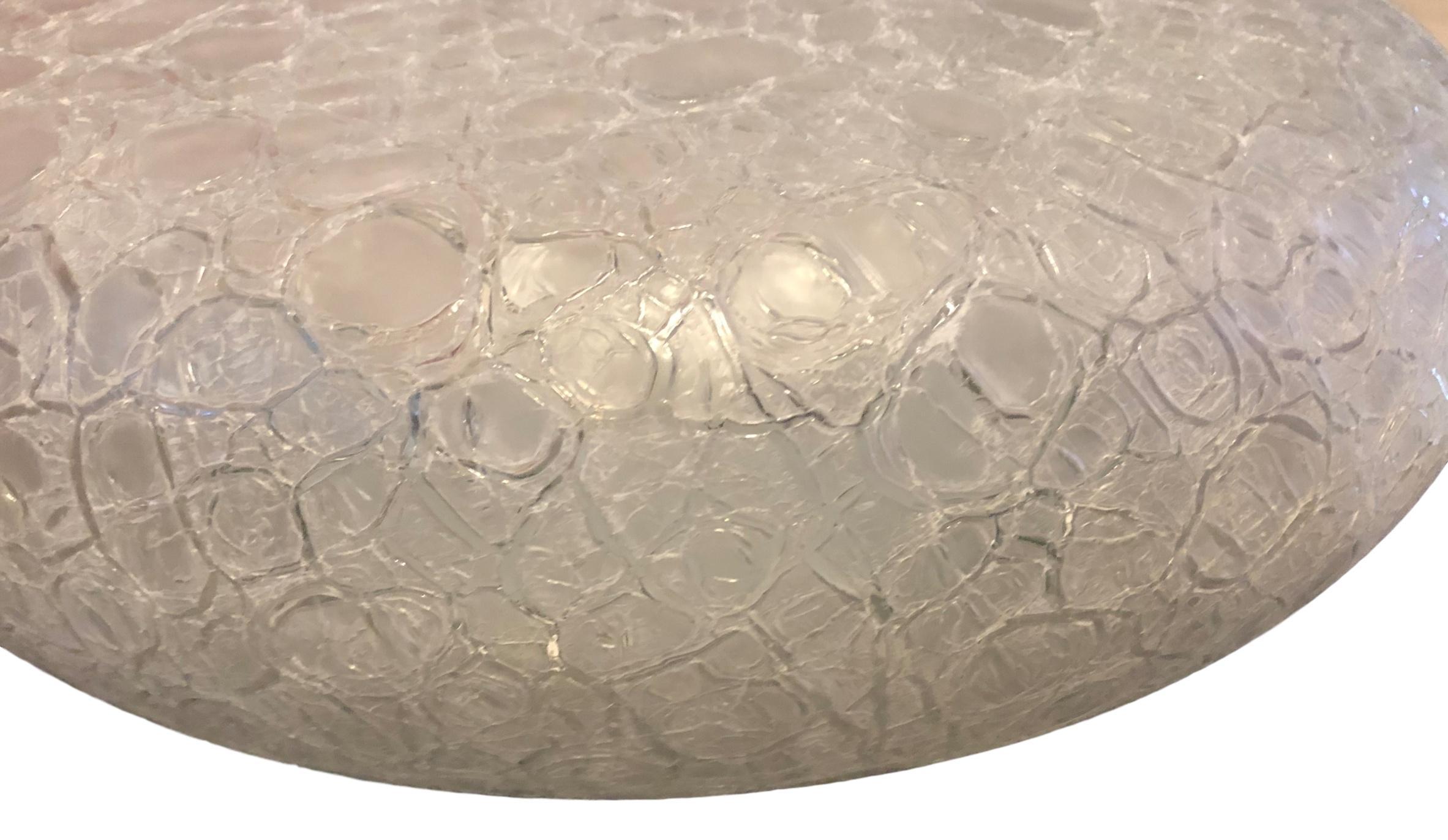 Large Flush Mount frosted Ice Pattern Glass, by Doria Leuchten Germany In Good Condition For Sale In Nuernberg, DE