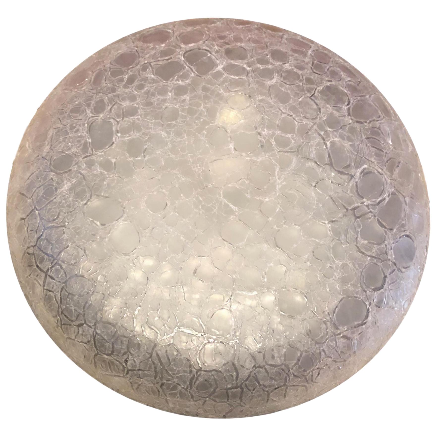 Large Flush Mount frosted Ice Pattern Glass, by Doria Leuchten Germany