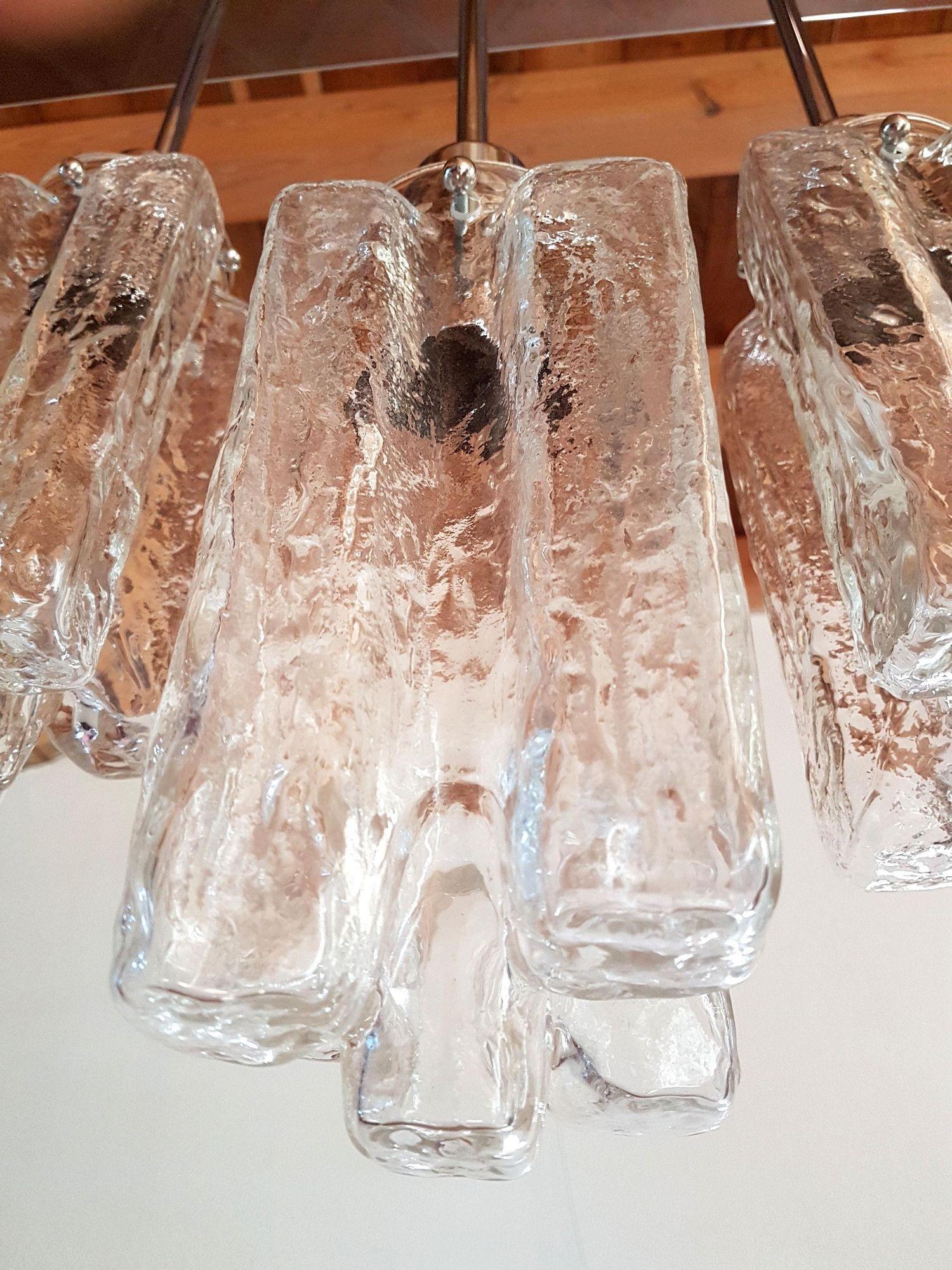 Murano Glass Mid Century Modern flush mount light, kalmar style For Sale