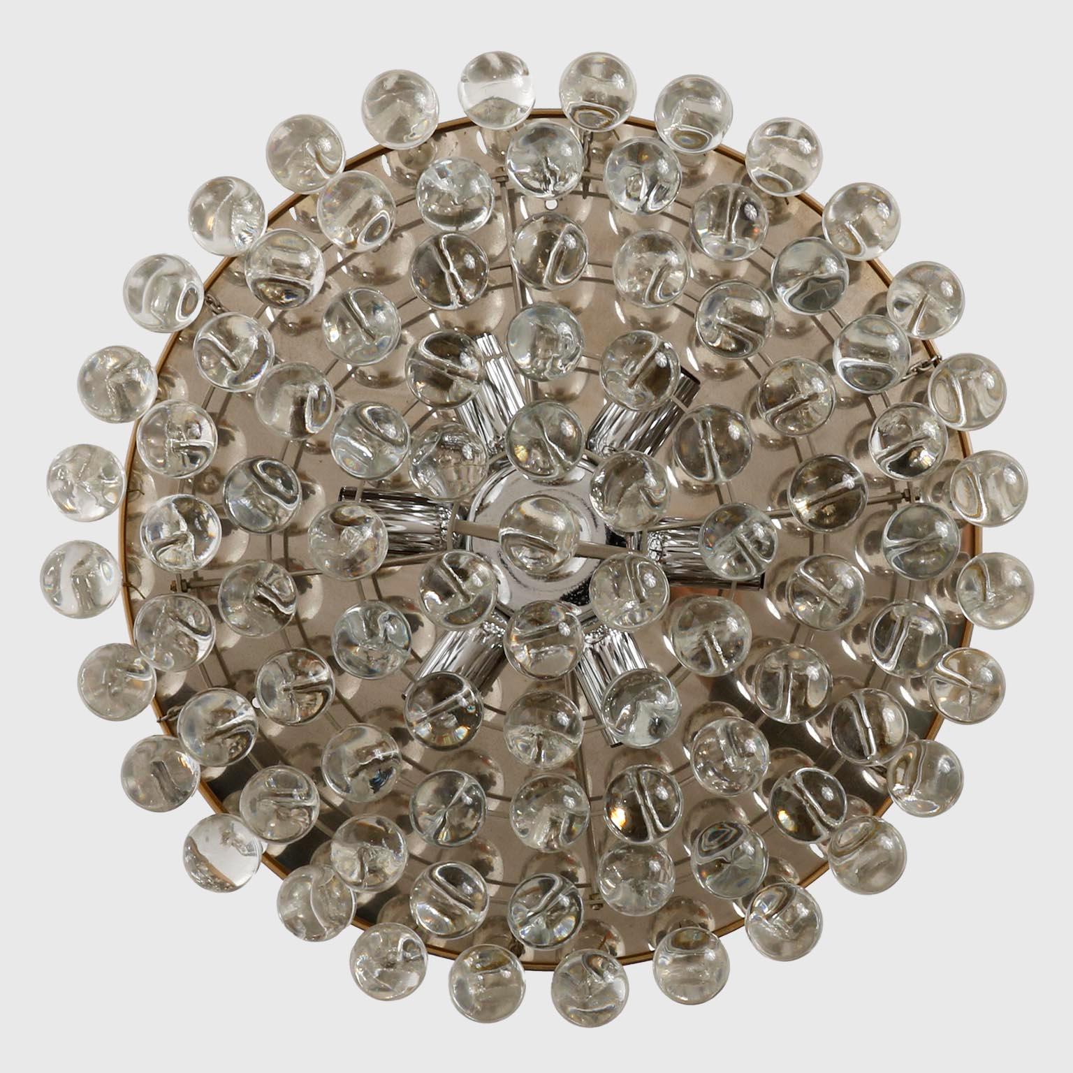 Moderne Einbaubeleuchtung aus der Mitte des Jahrhunderts, Perlenkugeln aus Nickel und Messing, 1960er Jahre im Zustand „Gut“ in Hausmannstätten, AT