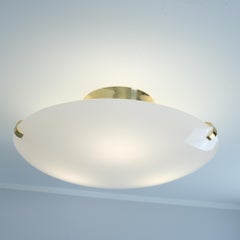 Mid-Century Modern Flush Mount Model 27103, Brass & Opaline Glass, Valinte 1960s