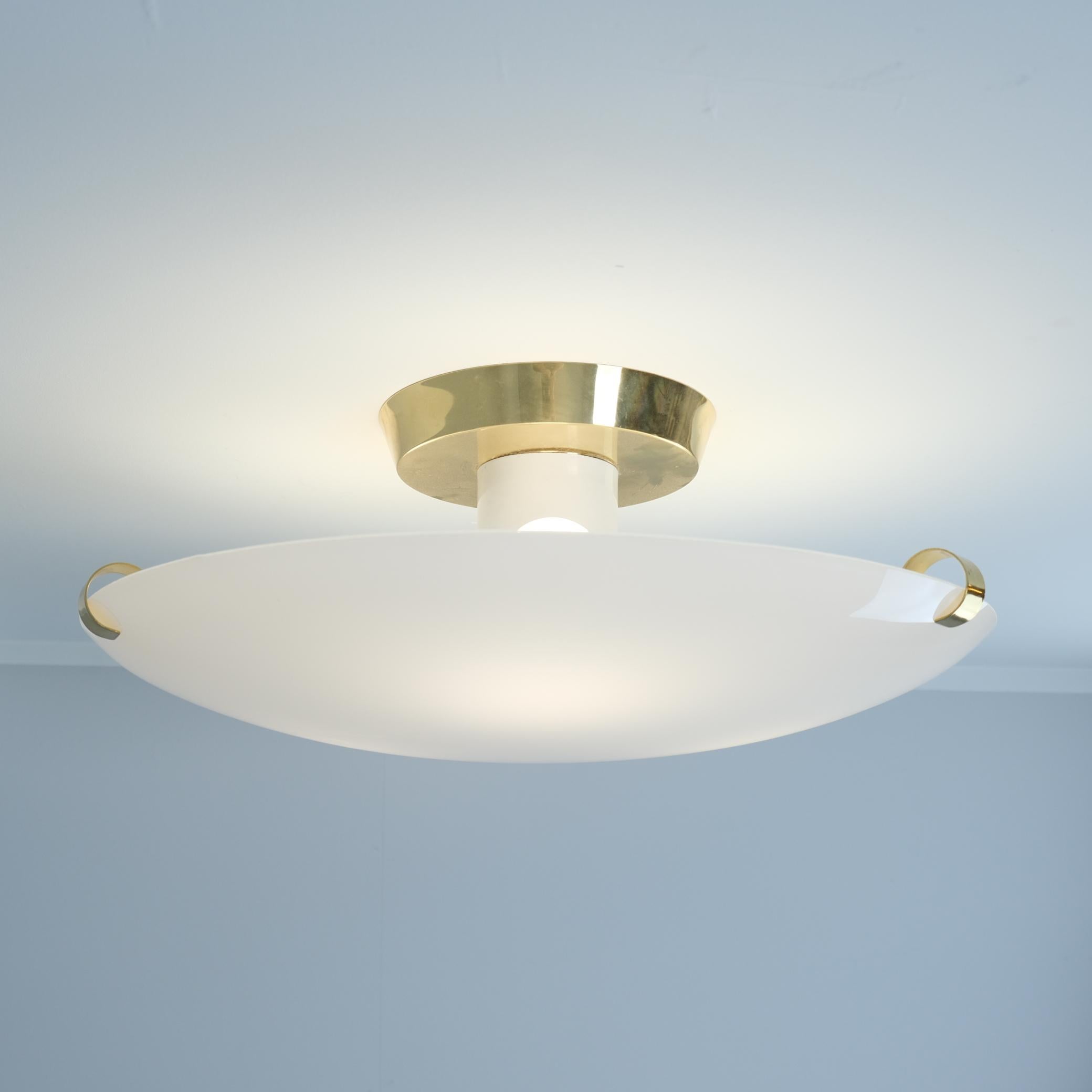 Modèle 27103 moderne du milieu du siècle dernier, laiton et verre opalin, Valinte 1960s en vente 7