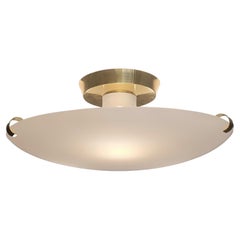 Mid-Century Modern Flush Mount Model 27103, Brass & Opaline Glass, Valinte 1960s