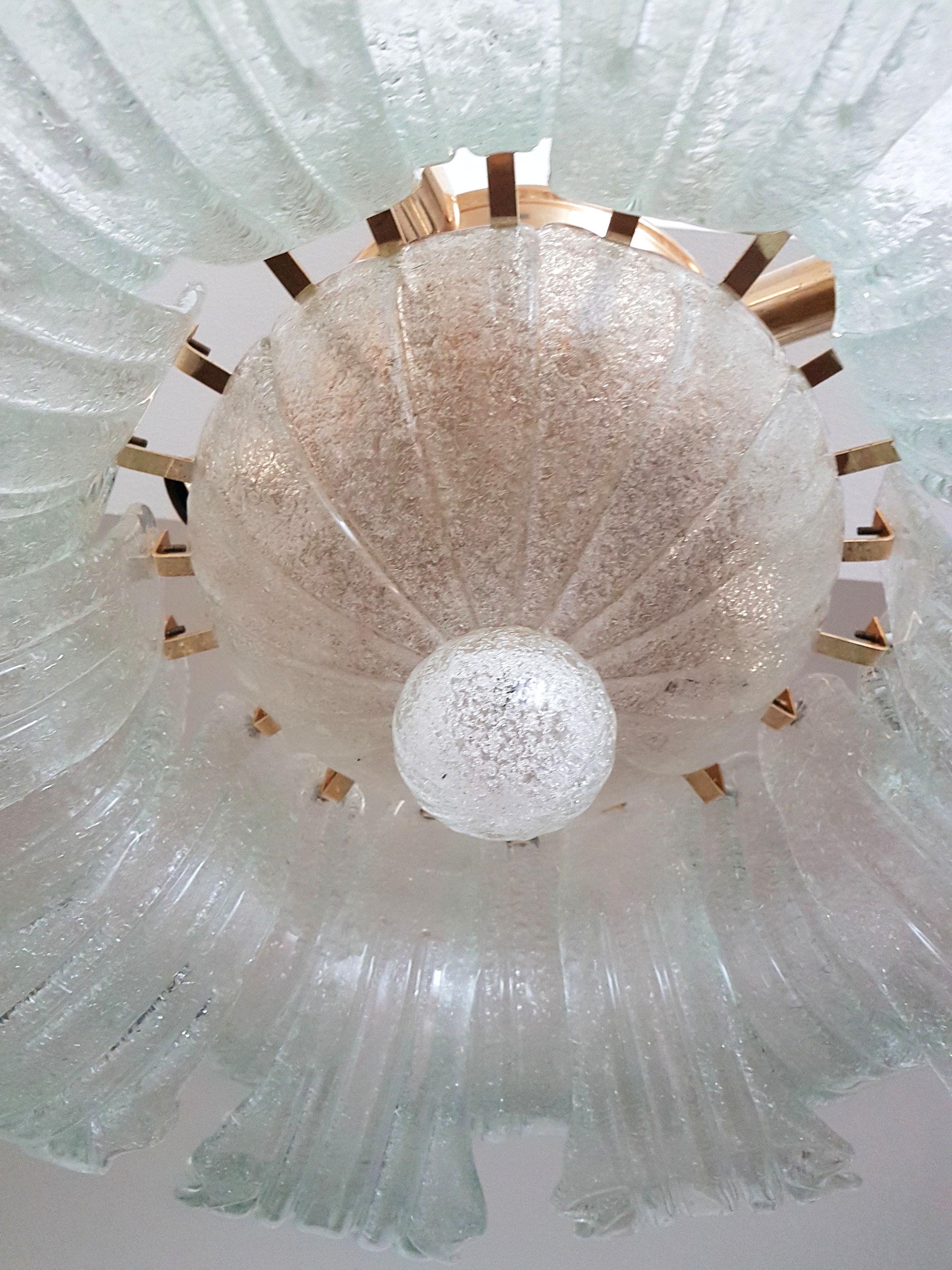 Mid-Century Modern Flush Mount Murano Glass Chandelier by Barovier In Good Condition In Dallas, TX