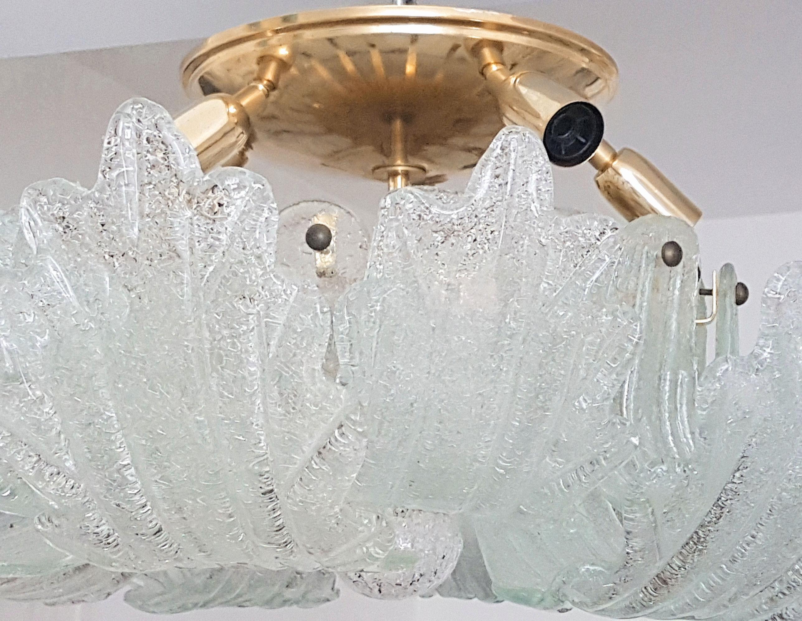 Mid-Century Modern Flush Mount Murano Glass Chandelier by Barovier 1