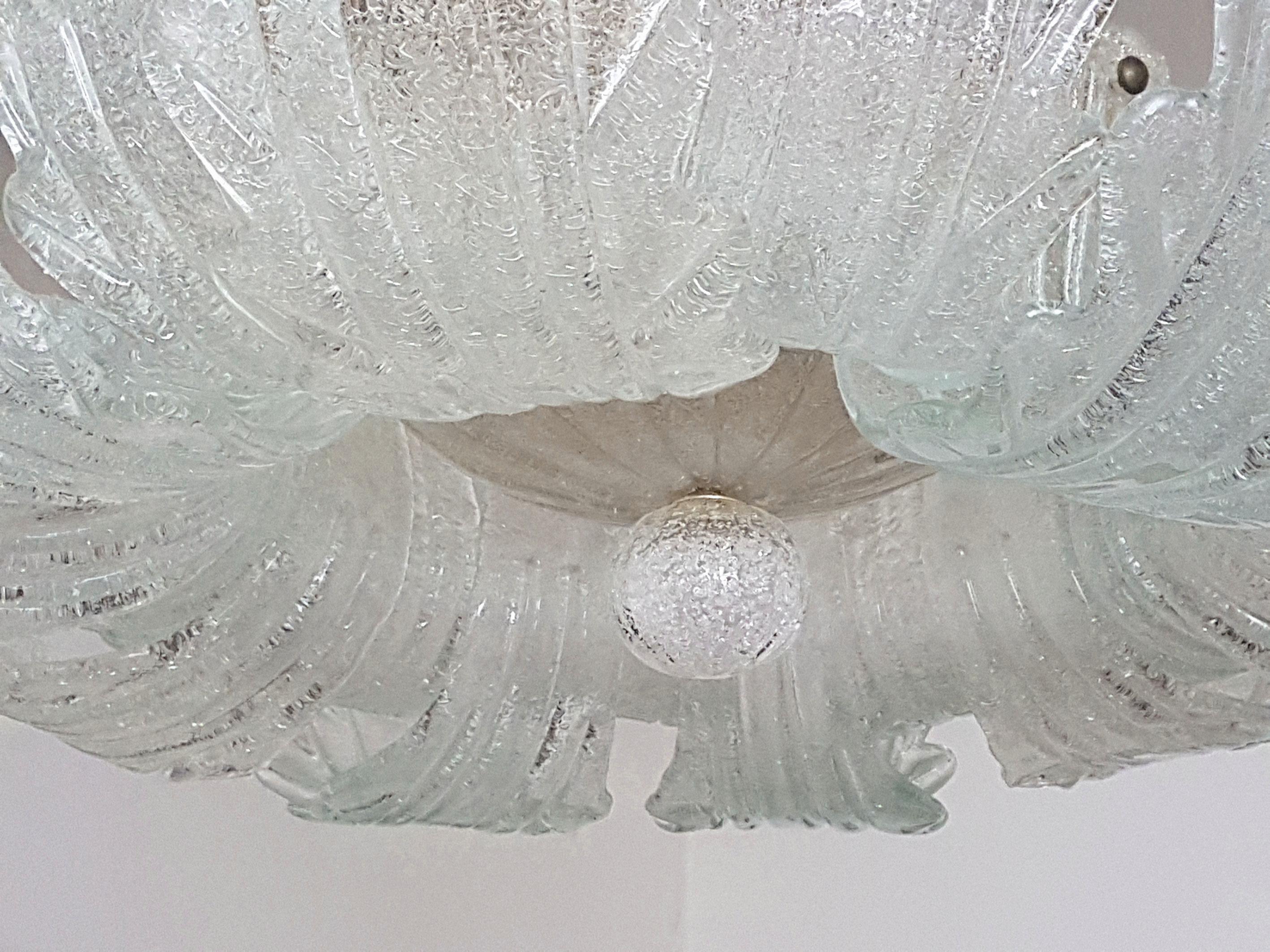 Mid-Century Modern Flush Mount Murano Glass Chandelier by Barovier 2