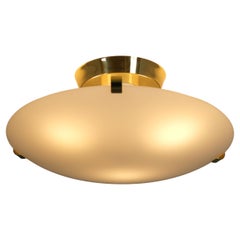 Mid-Century Modern Flushmount Model 27103, Brass & Opaline Glass, Valinte 1960s