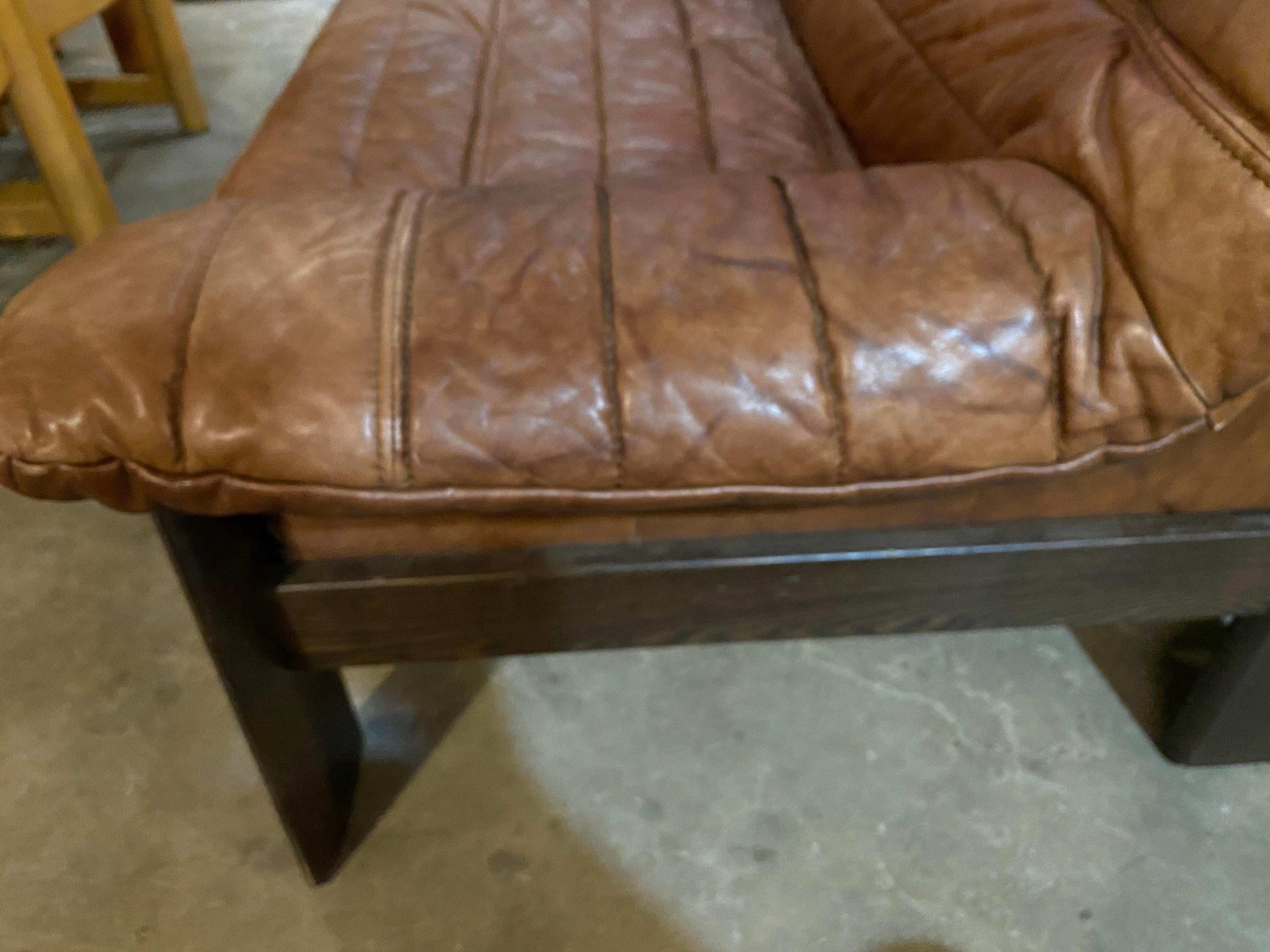 20th Century Mid-Century Modern Fluted Leather Sofa