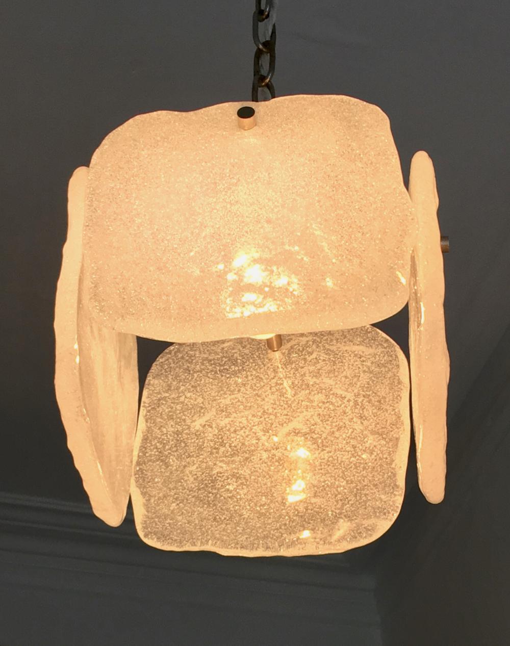 Plated Mid-Century Modern Foam Glass Pendant Light by Kalmar of Austria For Sale