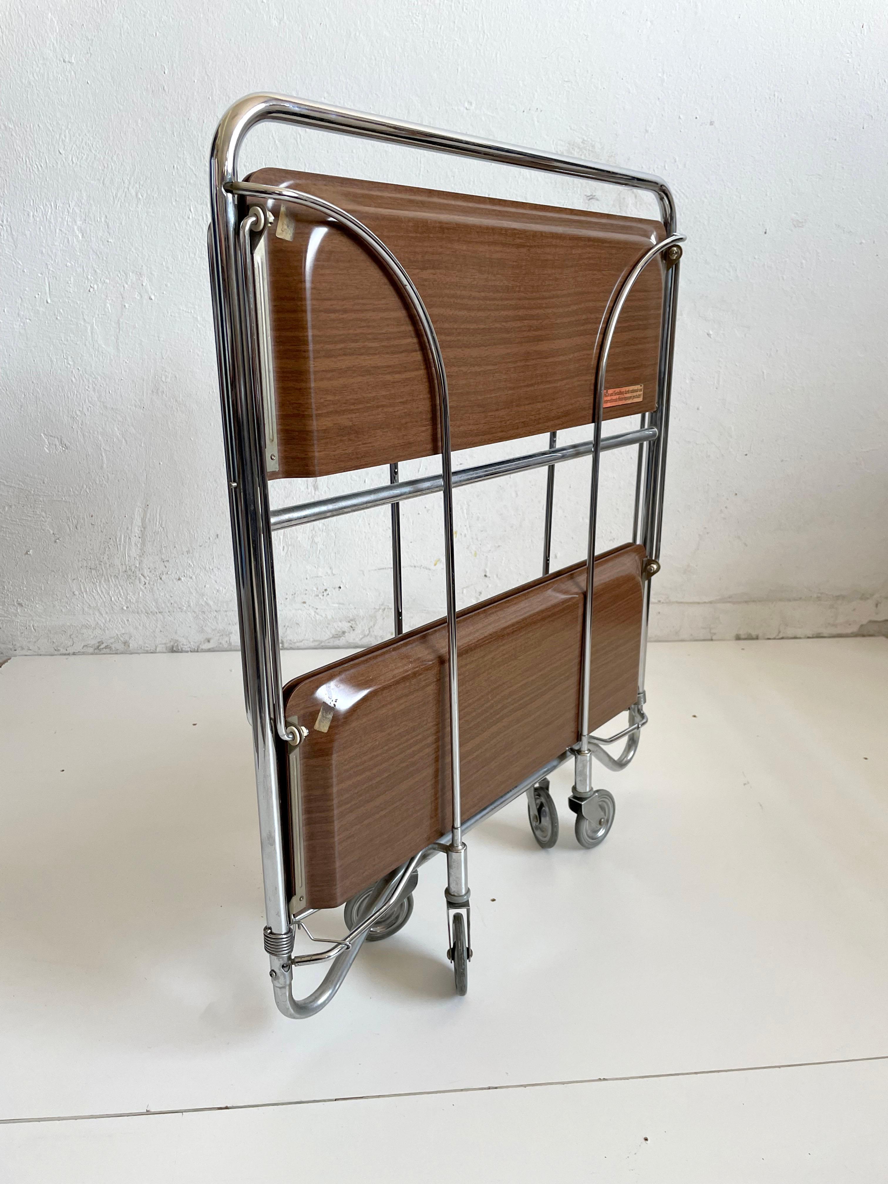 Mid-Century Modern Foldable Serving Bar Cart / Trolley, Germany 1960s 1970s 8