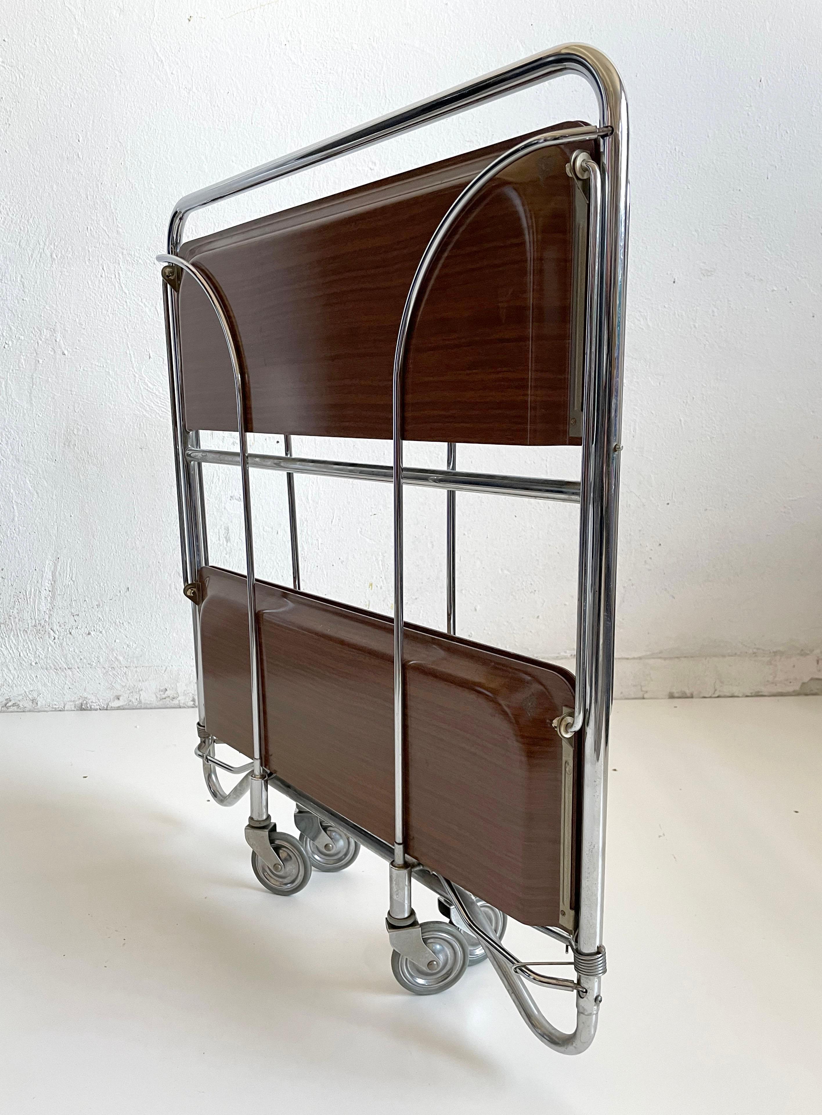 Mid-Century Modern Foldable Serving Bar Cart / Trolley, Germany 1960s 1970s 9
