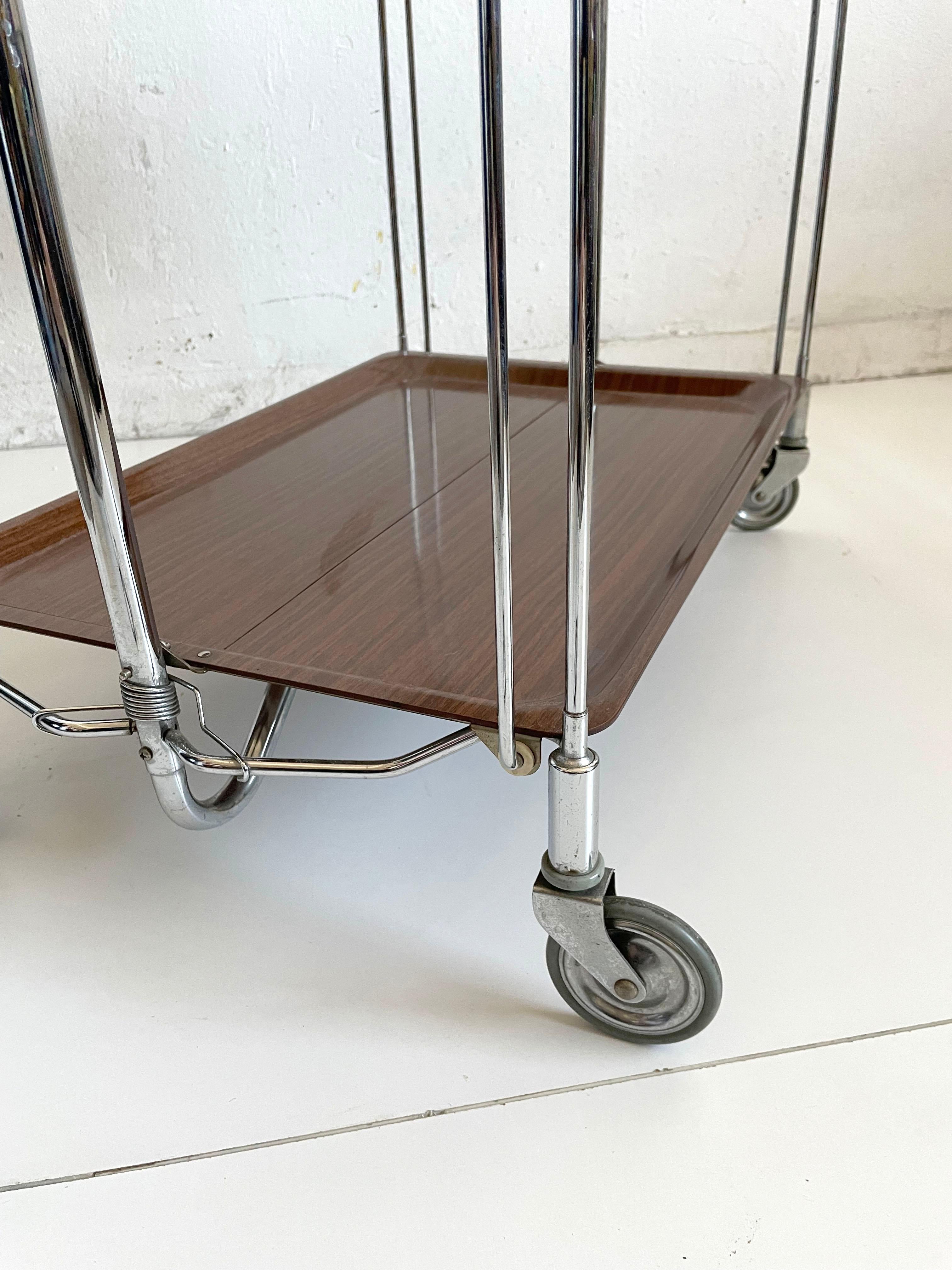 Mid-Century Modern Foldable Serving Bar Cart / Trolley, Germany 1960s 1970s 3