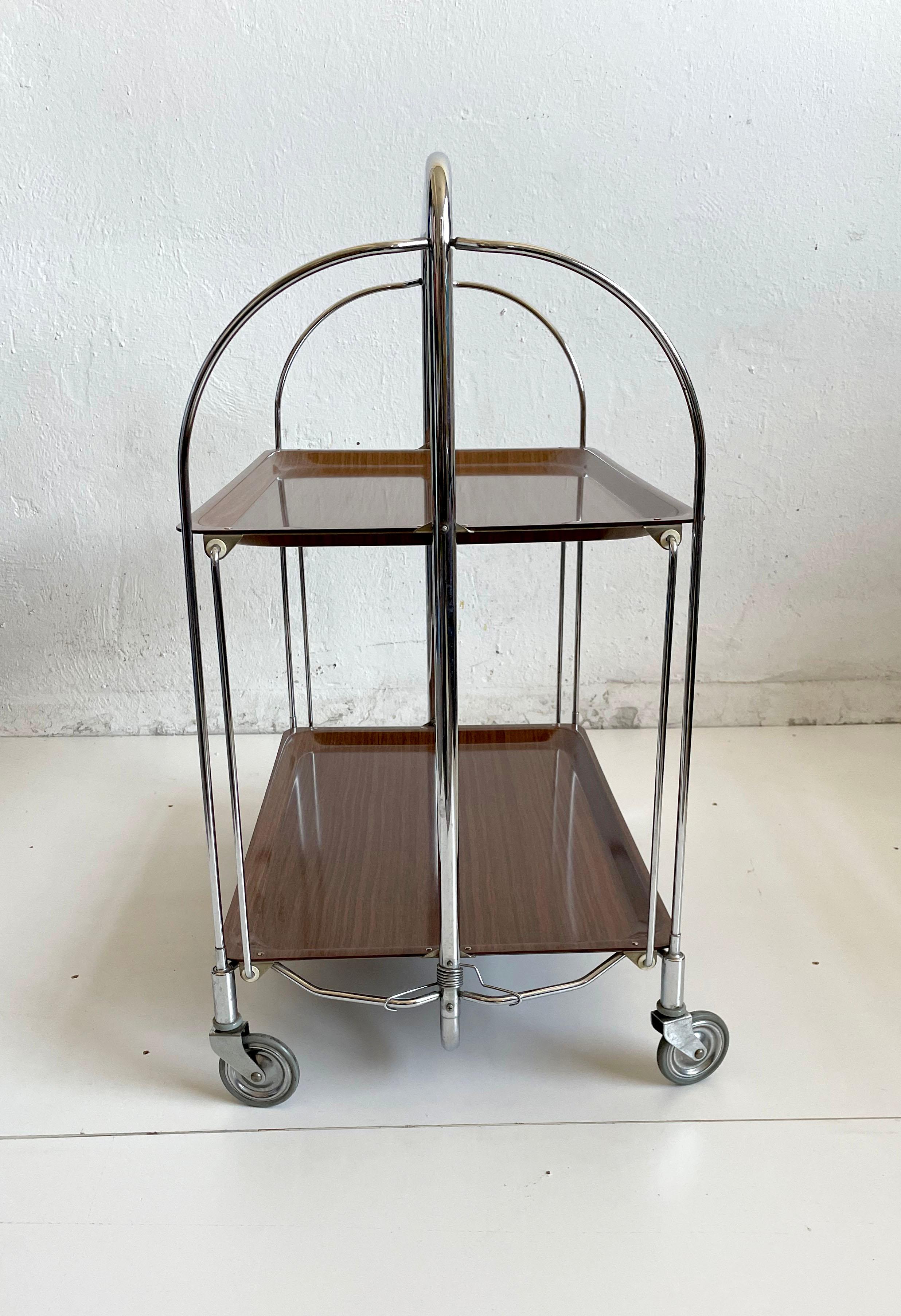 Mid-Century Modern Foldable Serving Bar Cart / Trolley, Germany 1960s 1970s 4