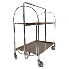 Mid-Century Modern Foldable Serving Bar Cart / Trolley, Germany 1960s 1970s