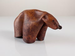 Mid-Century Modern Folded Leather Bear Sculpture, Germany, 1960s