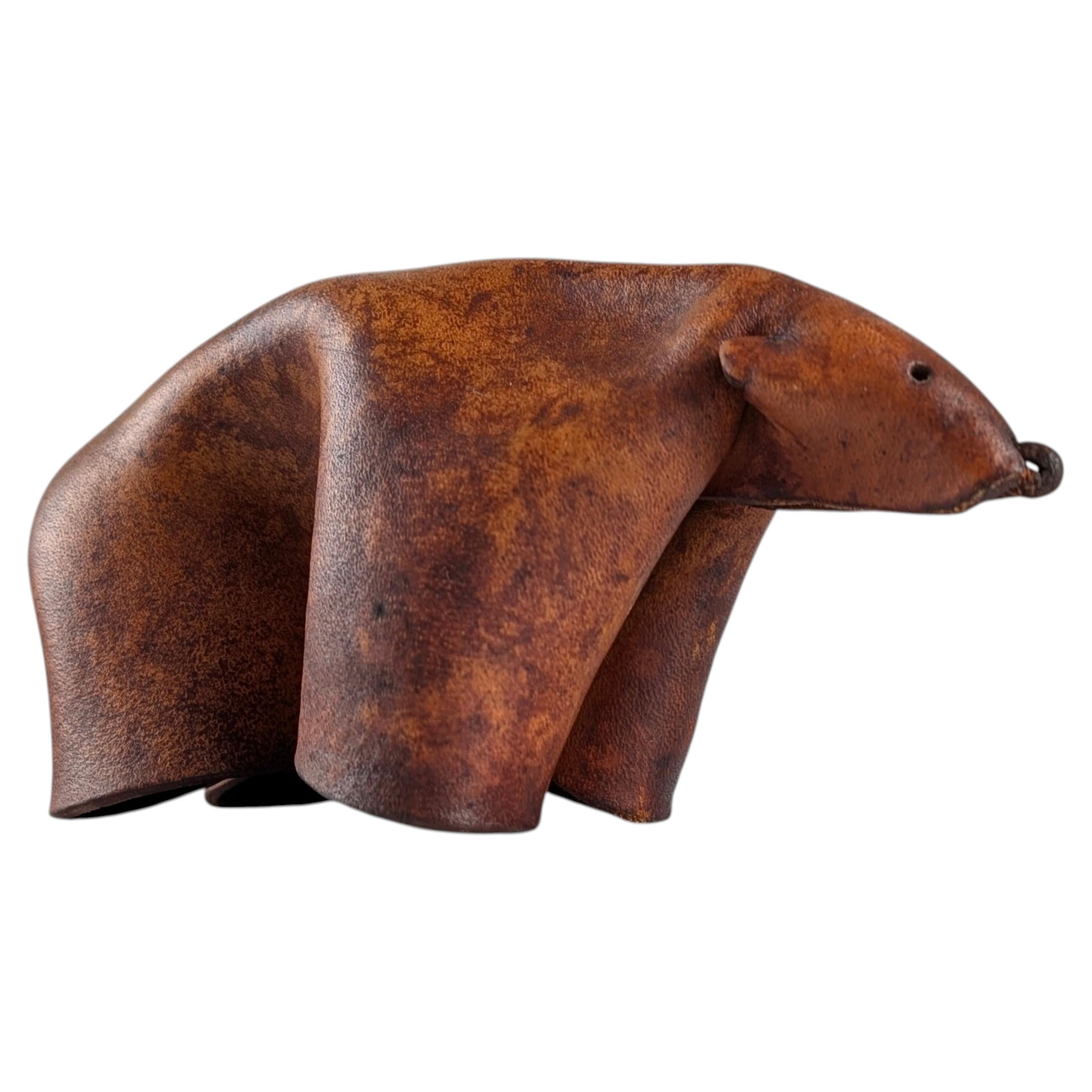 Mid-Century Modern Folded Leather Bear Sculpture, Germany, 1960s