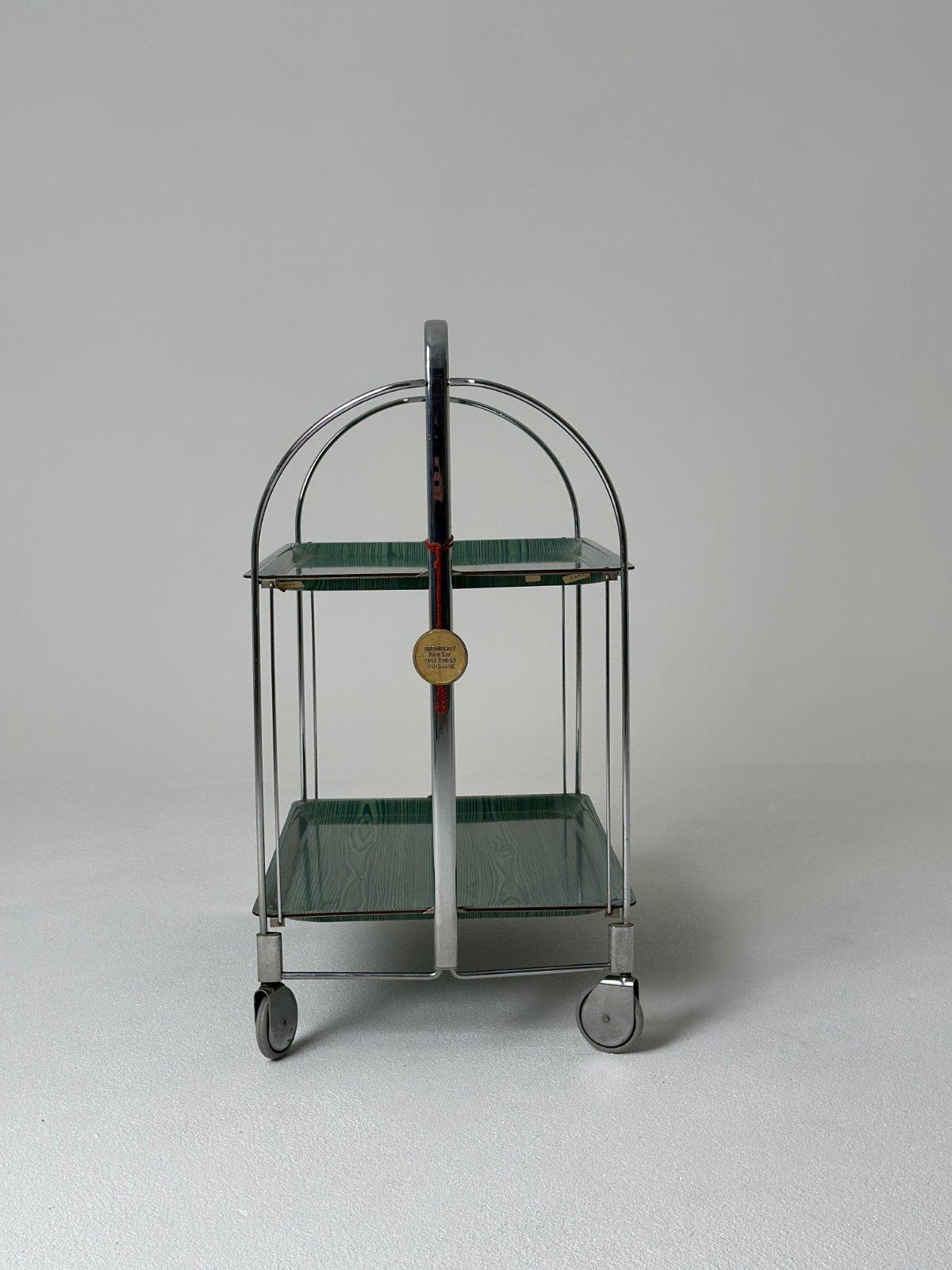 Mid Century Modern Folding Bar Cart Trolley By Bremshey 1960s For Sale 3