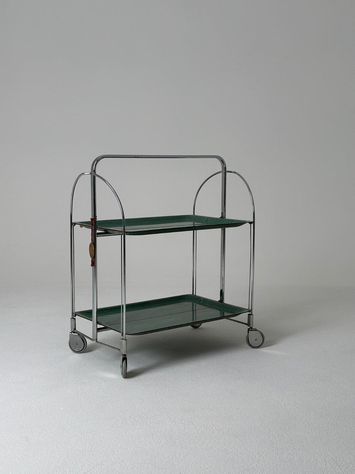 Mid Century Modern Folding Bar Cart Trolley By Bremshey 1960s For Sale 2
