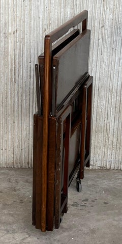 Mid-Century Modern Folding Bar Cart with Two Tier