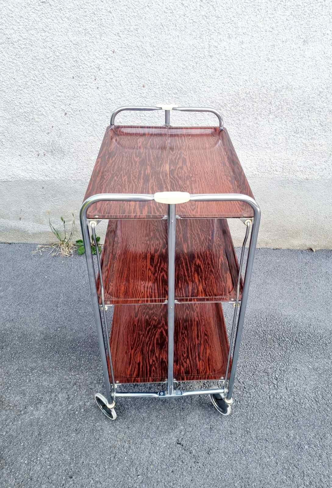 Mid Century Modern Folding Bar Trolley, Germany 60s For Sale 4