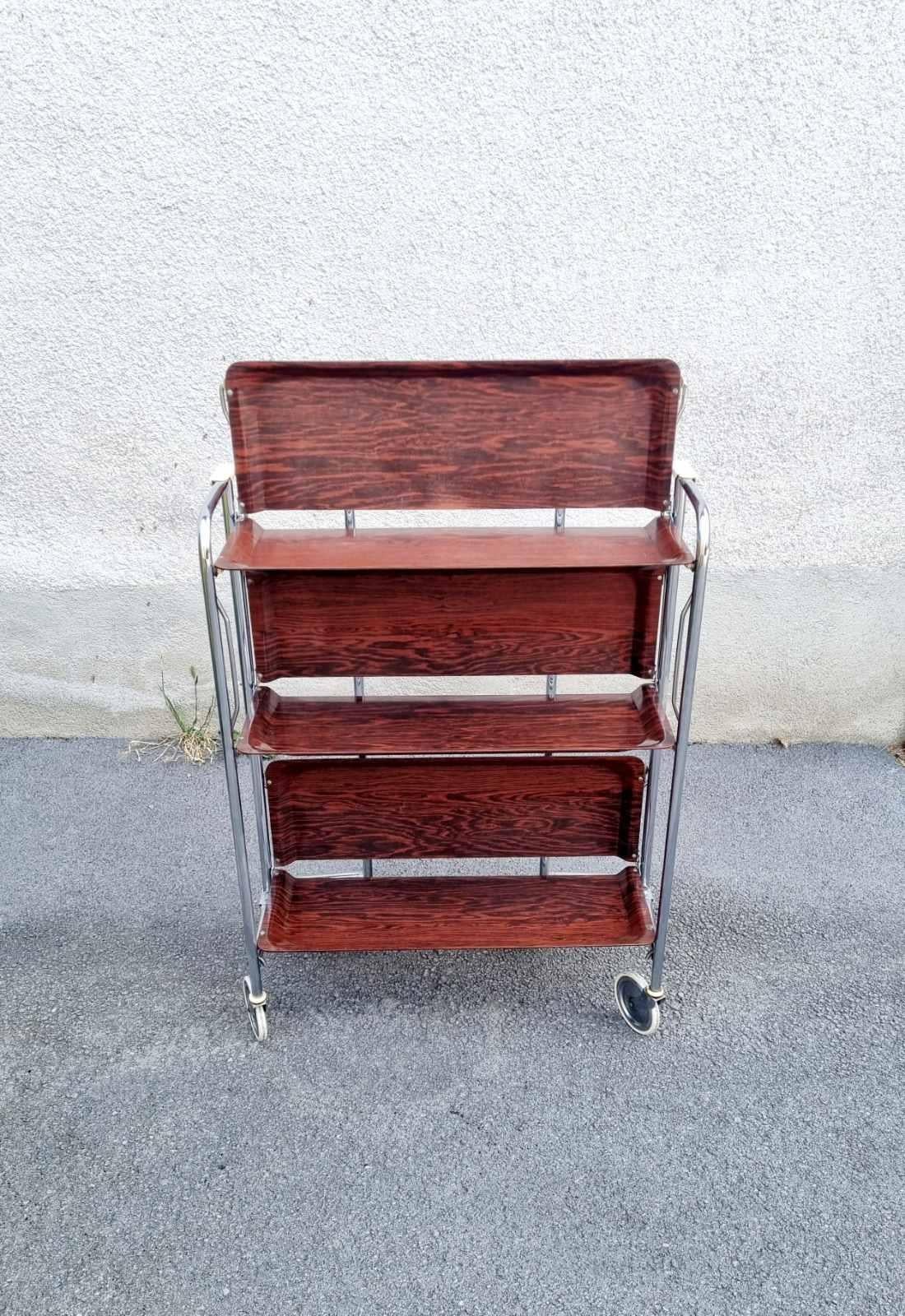 Mid Century Modern Folding Bar Trolley, Germany 60s For Sale 5