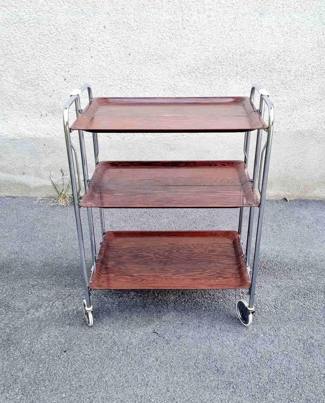 Mid Century Modern Folding Bar Trolley, Germany 60s For Sale 1