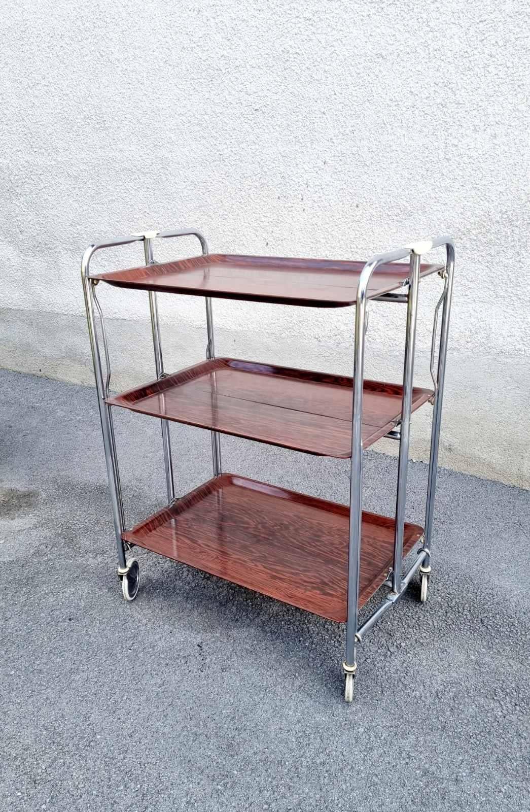 Mid Century Modern Folding Bar Trolley, Germany 60s For Sale 3