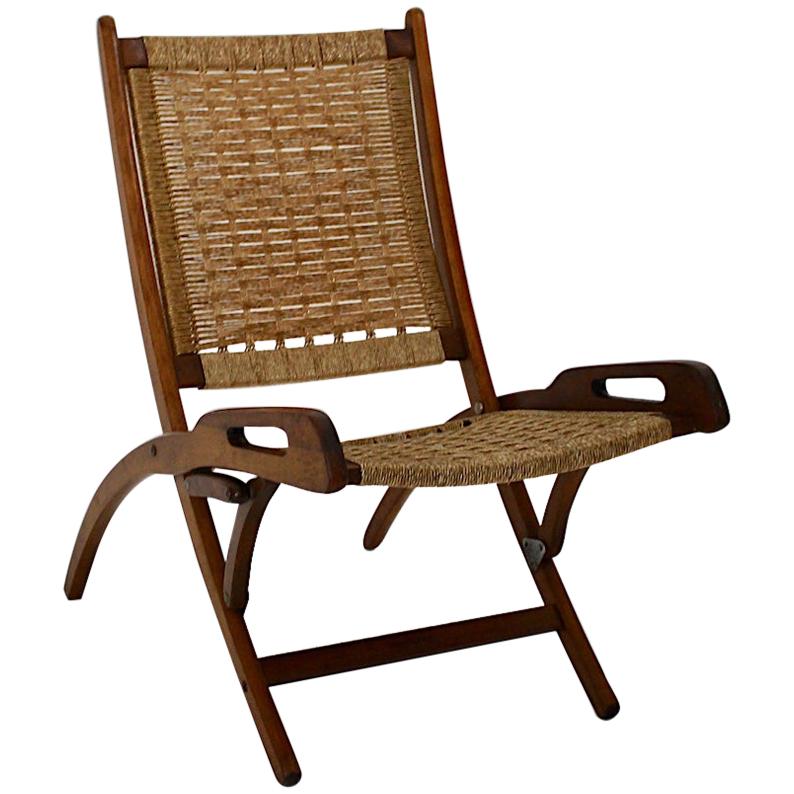 Mid-Century Modern Folding Beech Vintage Chair Style Gio Ponti, 1960s, Italy