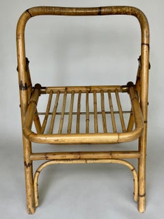 Silla plegable de estilo «Mid-Century Modern», de bambú y ratán, Italia, década de 1960