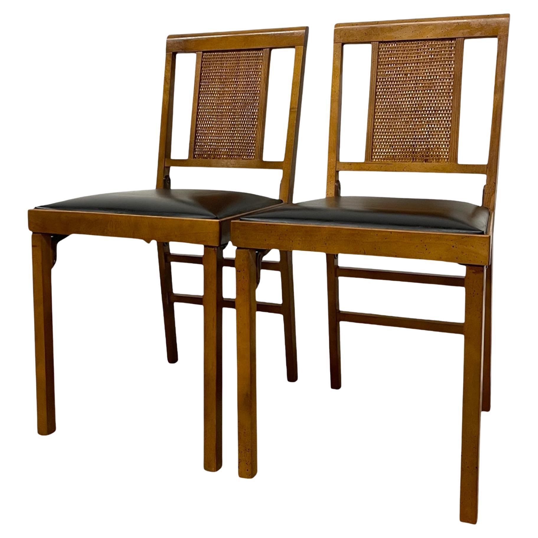 Chaises pliantes modernes du milieu du siècle par Leg-o-Matic, ensemble de 2 avec dossiers en forme de canne