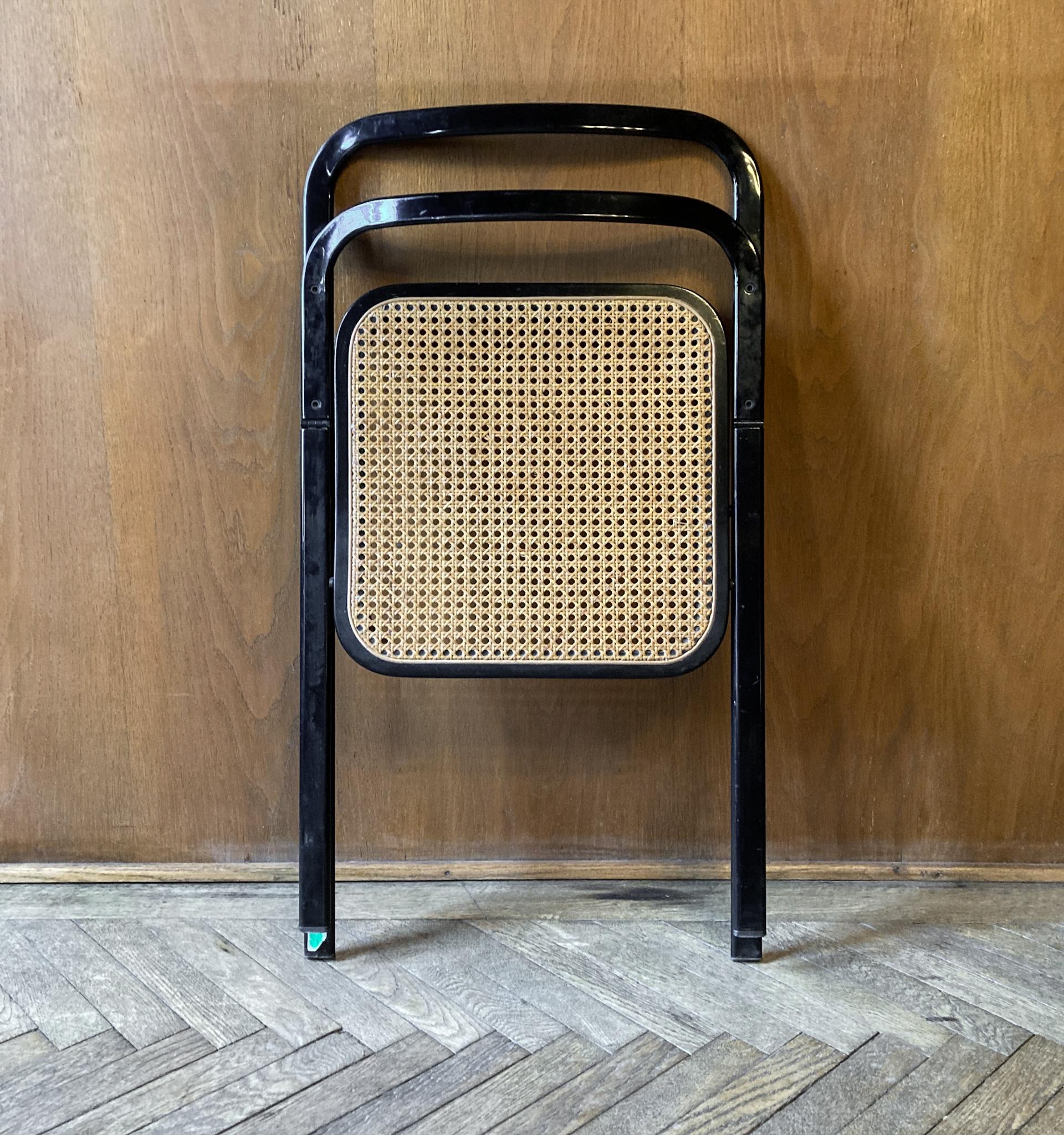 Mid-Century Modern Folding Chairs Viennese Straw by G. Cattelan, Italy 1970s For Sale 2
