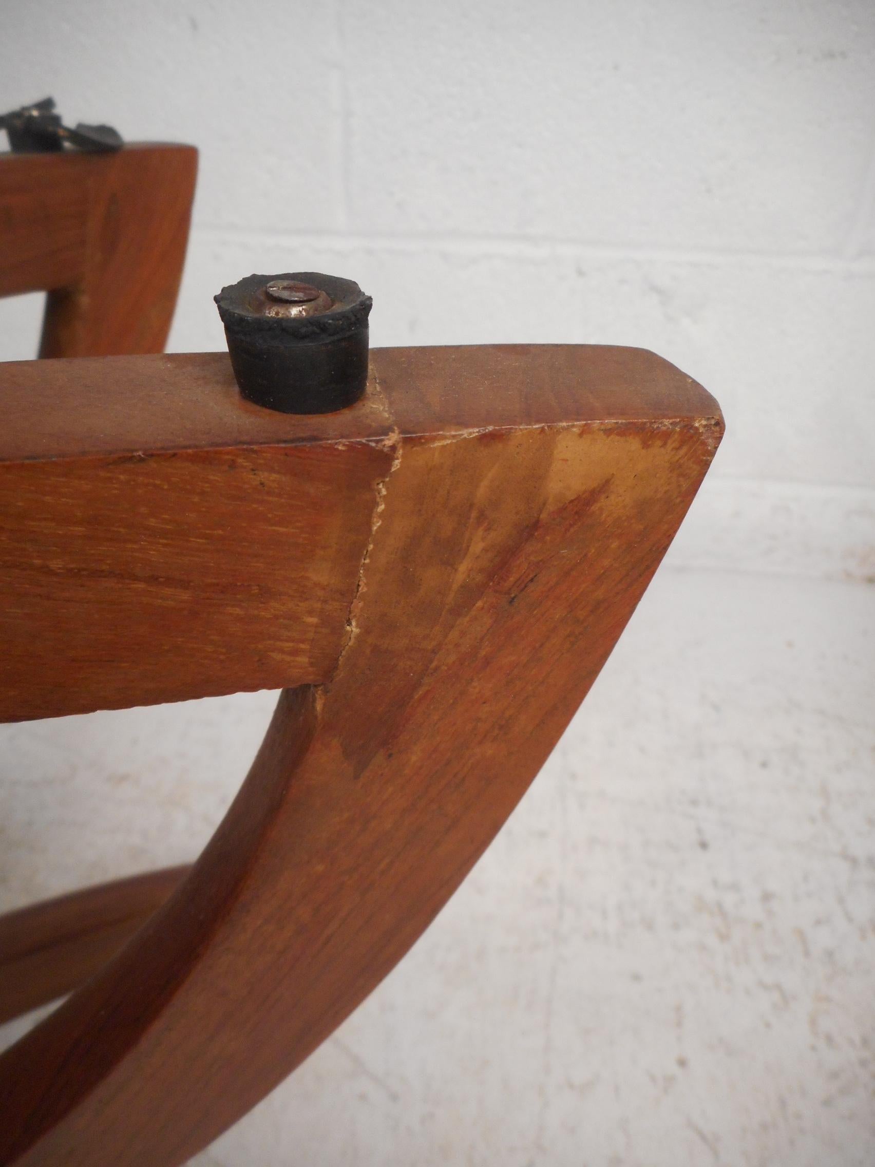 Mid-Century Modern Folding Cocktail Table with Brass Tabletop 11