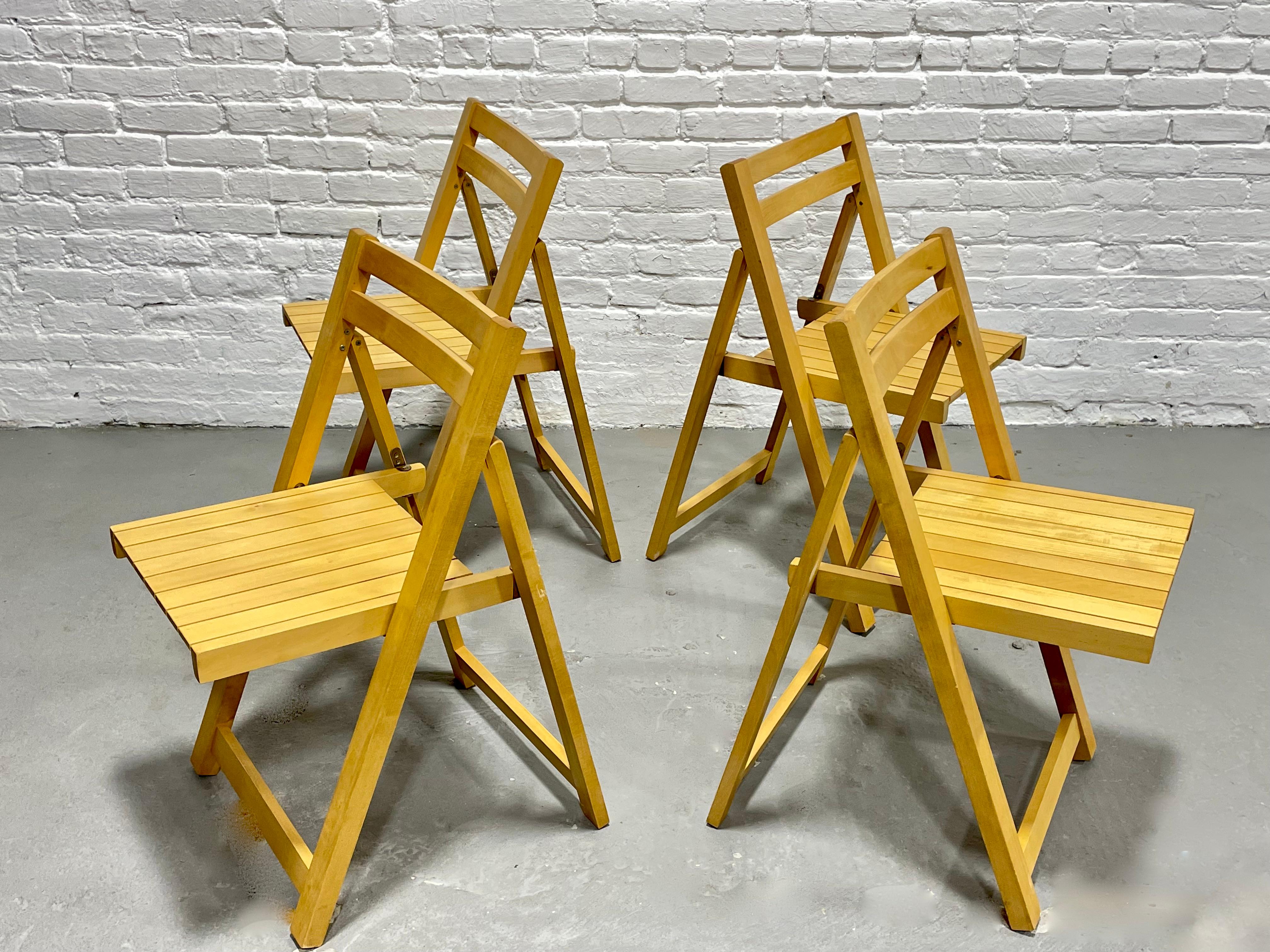 Mid-Century Modern Folding Dining Chairs, Set of 4 For Sale 7