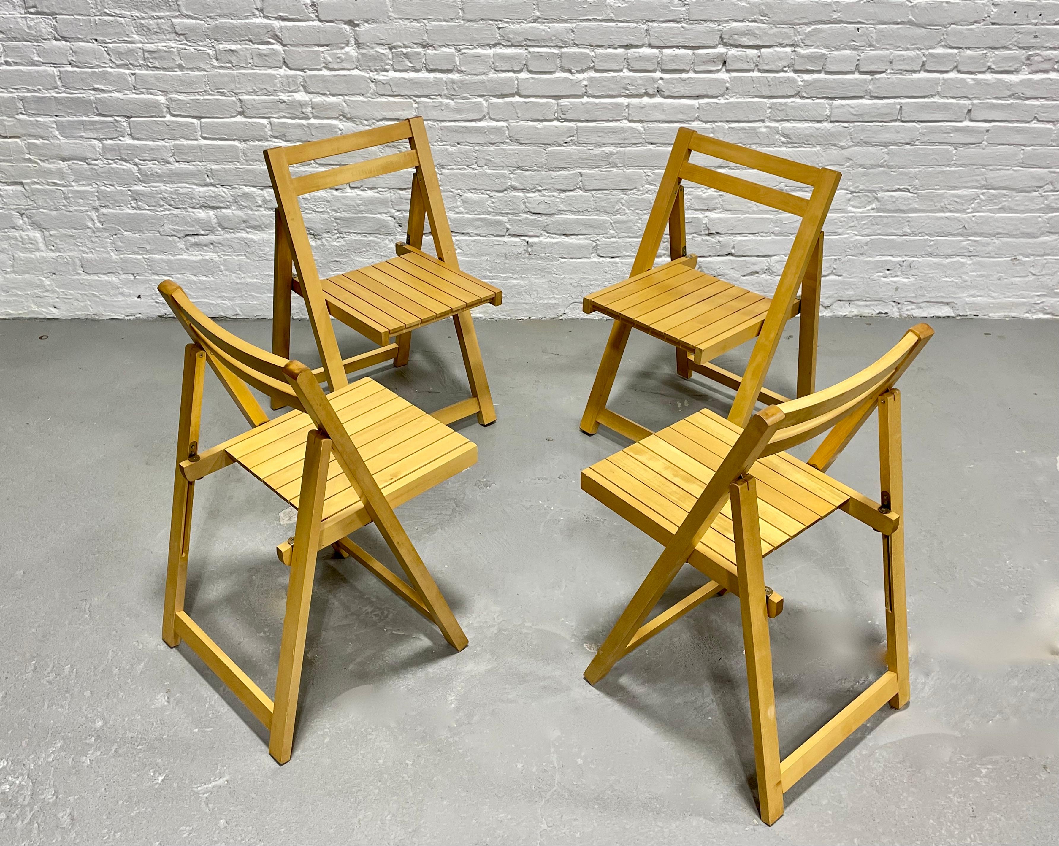Mid-20th Century Mid-Century Modern Folding Dining Chairs, Set of 4 For Sale