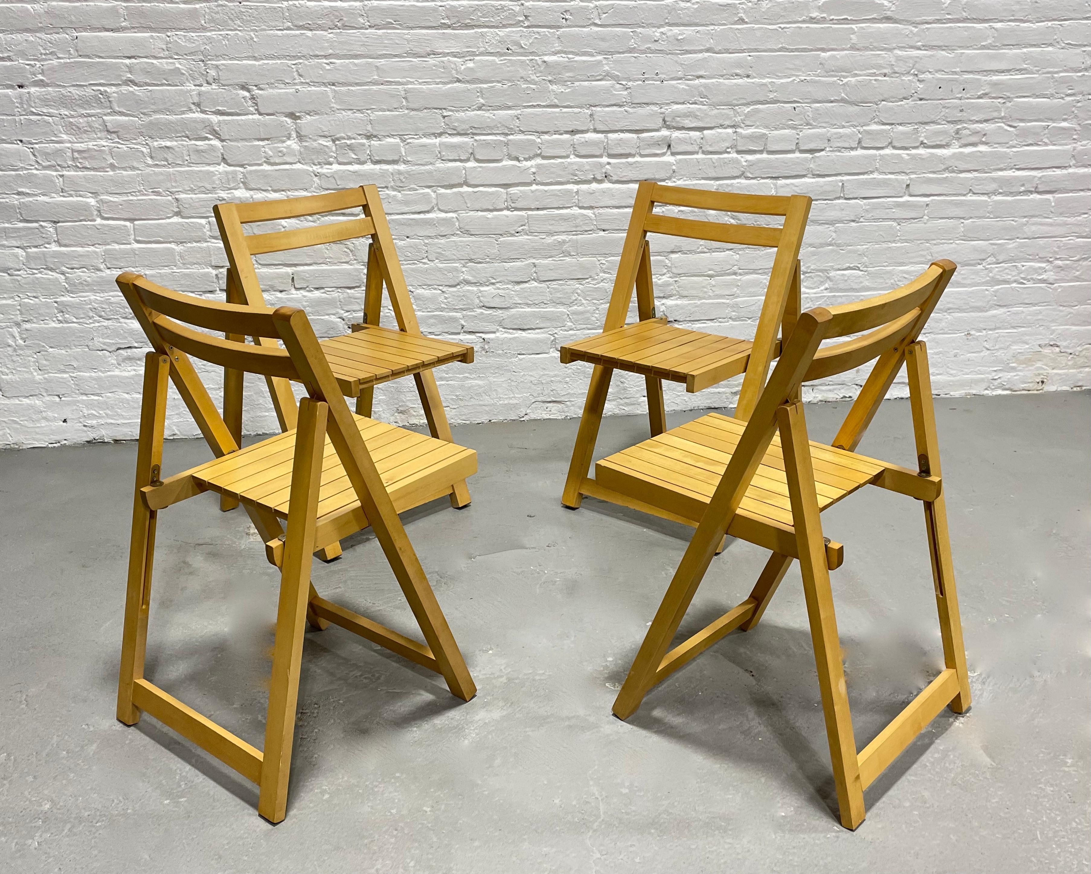 Mid-Century Modern Folding Dining Chairs, Set of 4 For Sale 3